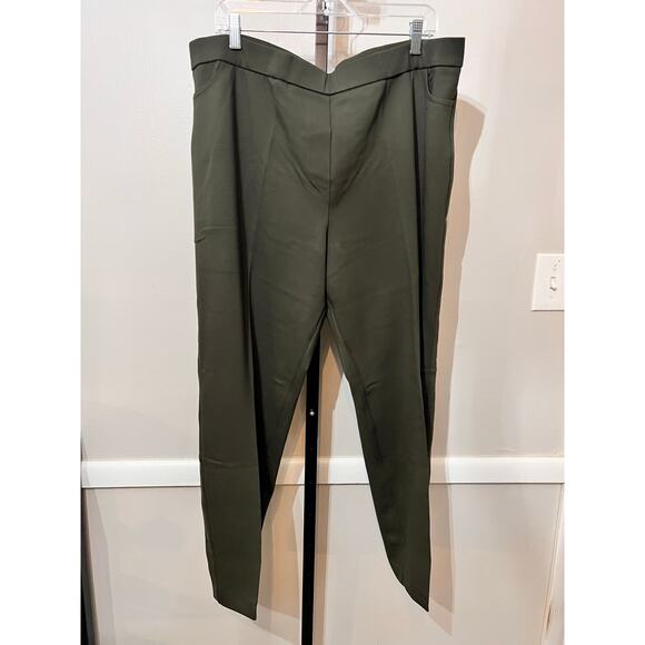 Susan Graver High Waisted Ankle Trouser Pants Green Women's Plus Size 2X NWOT - Picture 2 of 7
